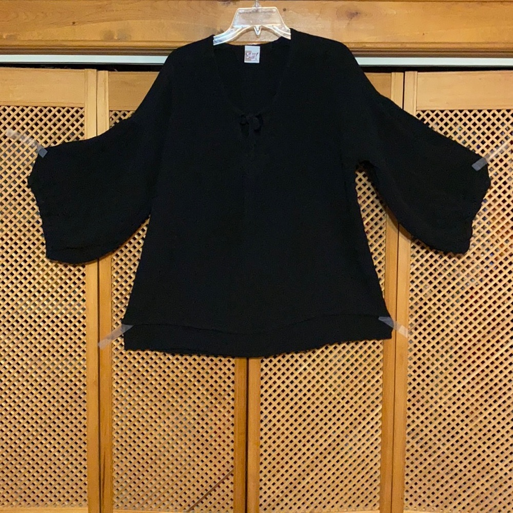 Oh My Gauze! Double Layer Tunic-Black  O/S (310)